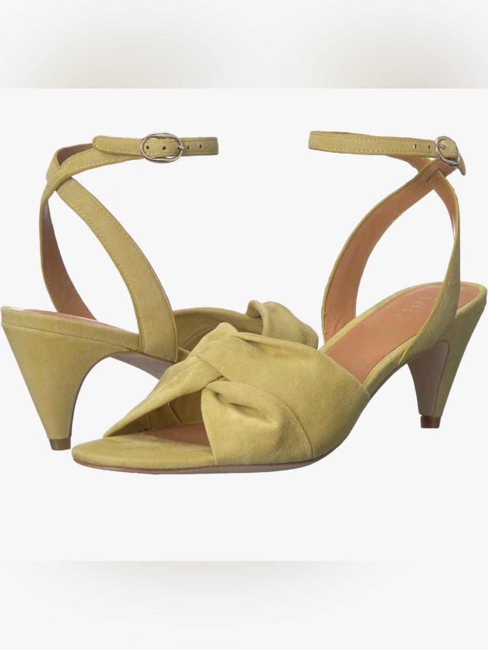 Joie Yellow Suede Knot Ankle Strap Heels